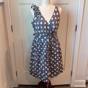 Dress Barn Grey & White Polka Dot Dress sz 10